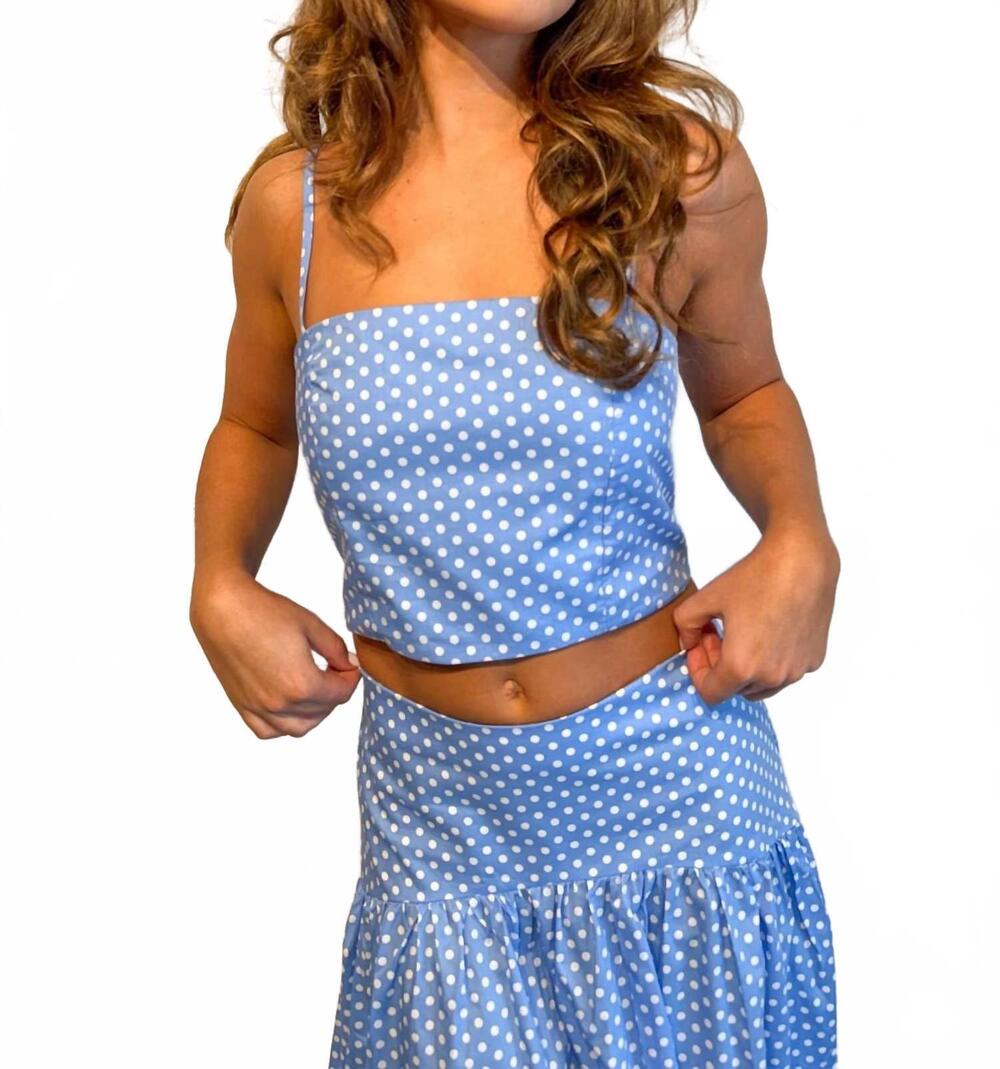 NEW ADELINE presley polka dot top in light blue